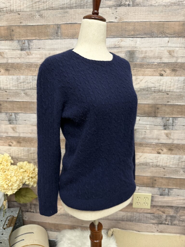 J Crew Navy CableKnit Cashmere Sweater