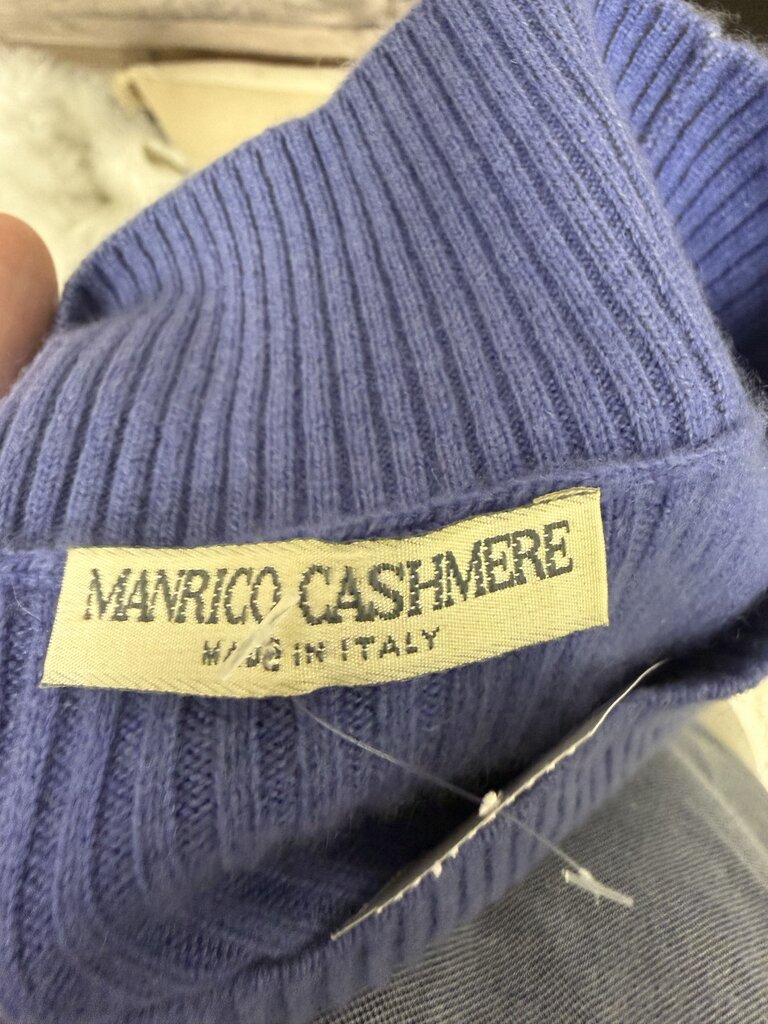 Monrico Cashmere Periwinkle Ribbed Mock Sleeveless