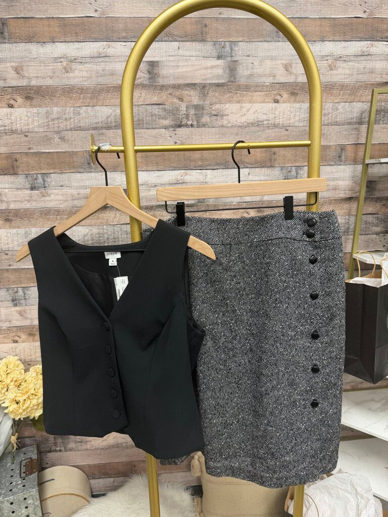 NWT Talbots Black Tweed Side Button Skirt