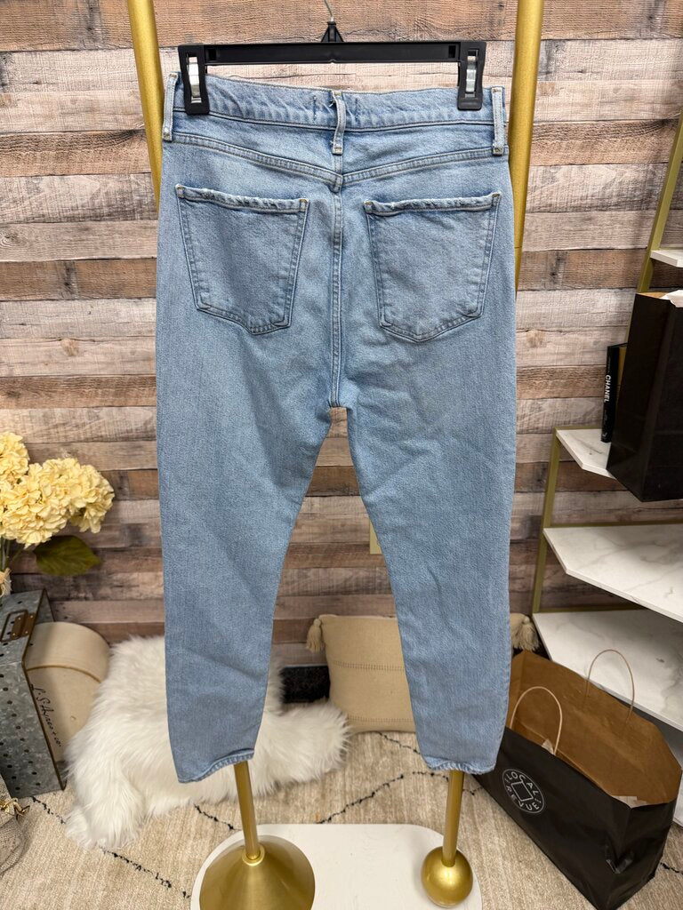 Agolde Riley Crop Lt Wash Button Fly Denim