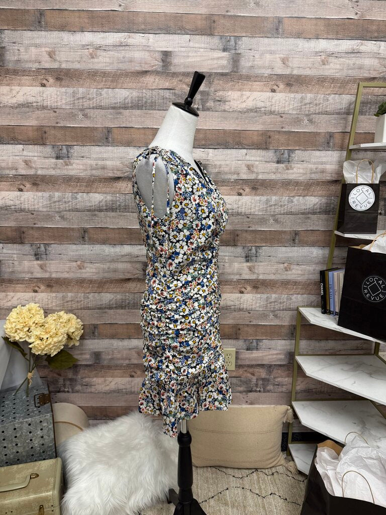 Veronica Beard Black w/Multi Floral Print V-neck Dress