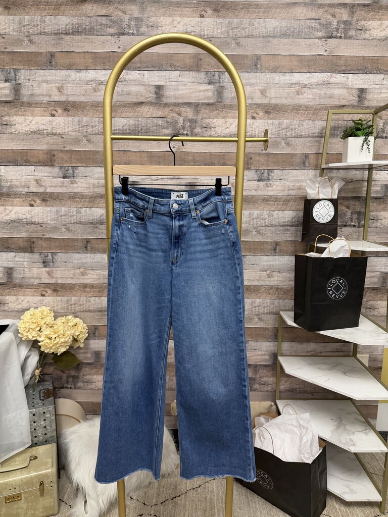 Paige Anessa Wide Leg Cropped Medium Wash Jeans