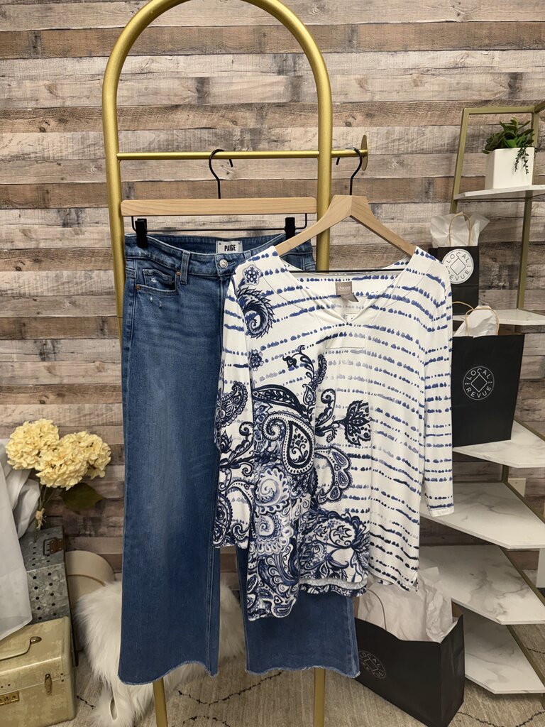 Paige Anessa Wide Leg Cropped Medium Wash Jeans