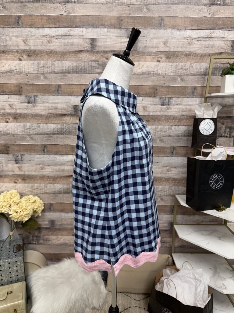 Sail To Sable Navy and White Gingham Sleeveless Top