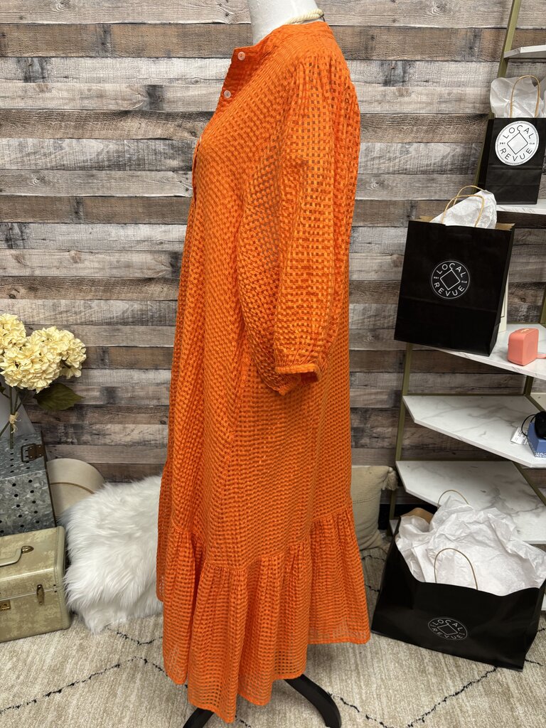 Oliphant Textured Midi Dress With Puff Sleeve