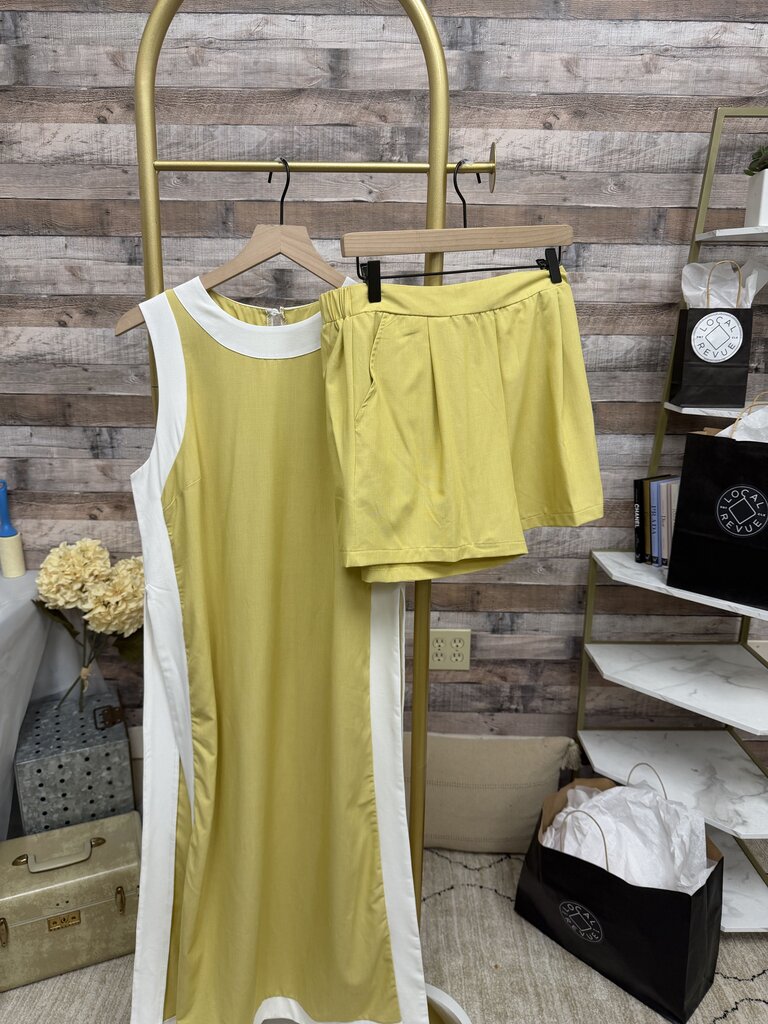 Two-Piece Set, Sleeveless Maxi Dress with Matching Shorts