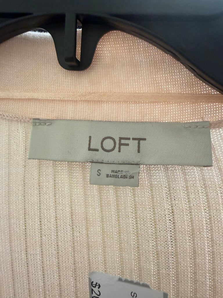 LOFT Ribbed Longline Knit Pink Cardigan