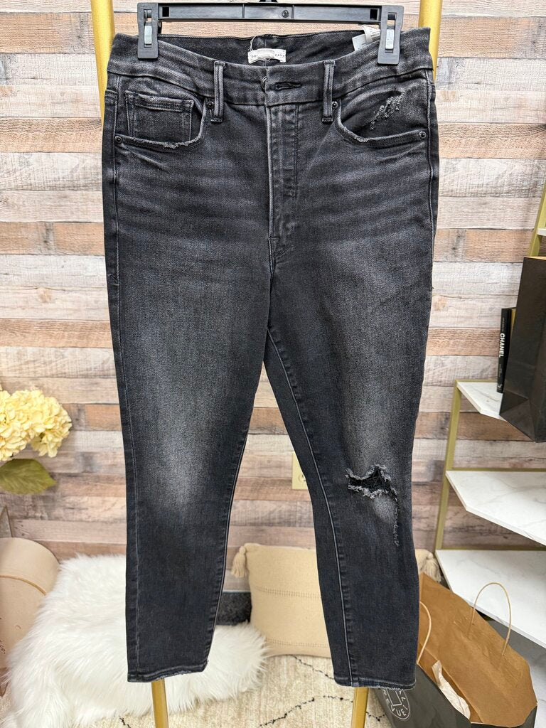 Good American, Black Distressed Skinny Jeans