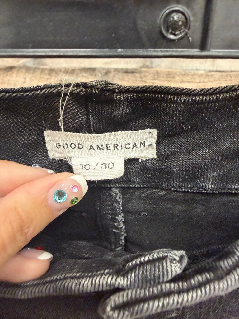 Good American, Black Distressed Skinny Jeans