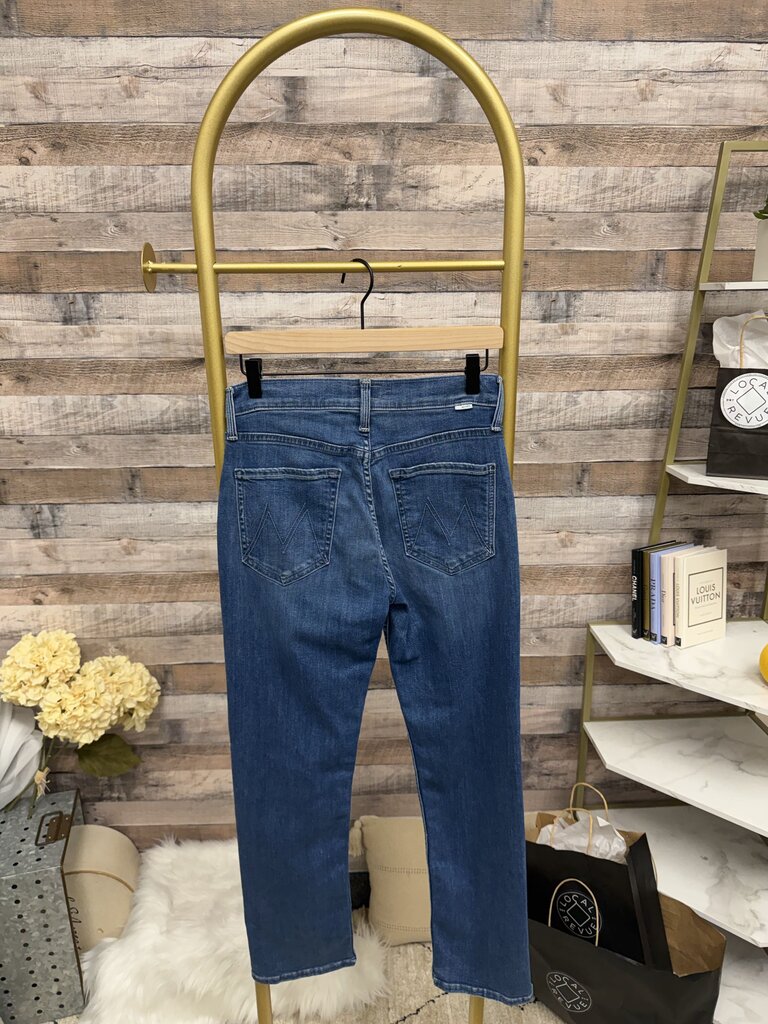 MOTHER High-Rise Straight Leg Dark Wash Jeans