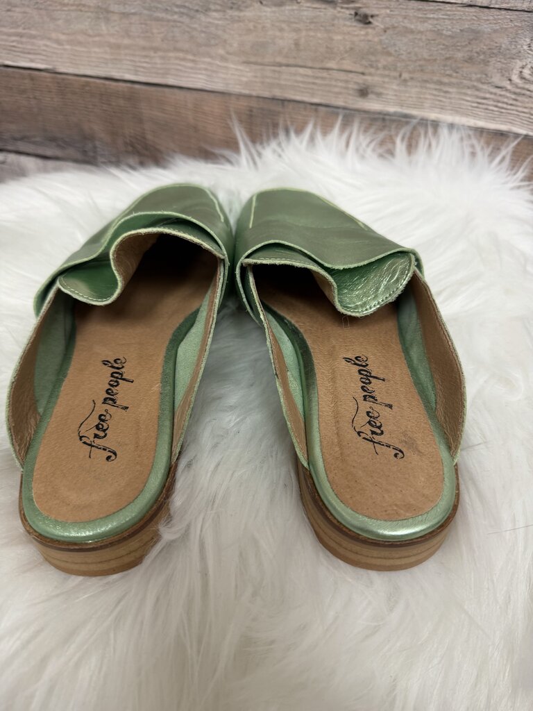 Free People Green Metallic Mule Loafers
