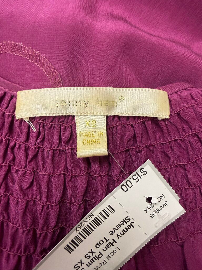 Jenny Han Plum Smocked Cap Sleeve Top XS