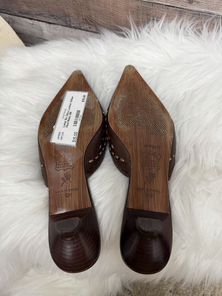 Lunar By Oliza Leather Kitten Heel Mules
