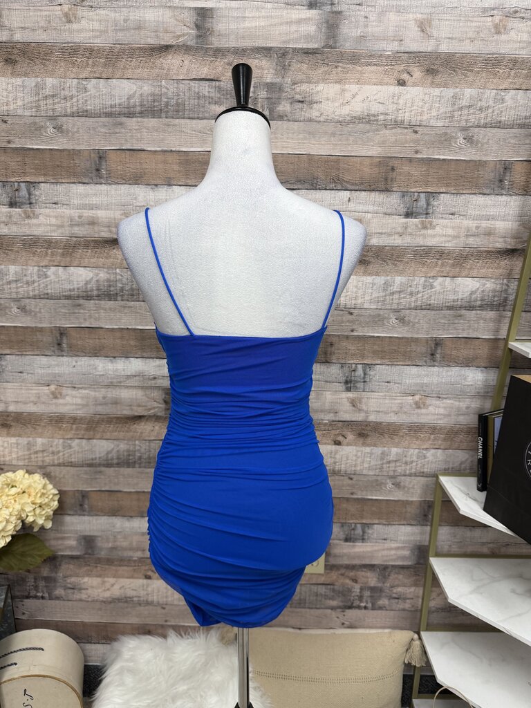 Ruched Blue Midi Dress