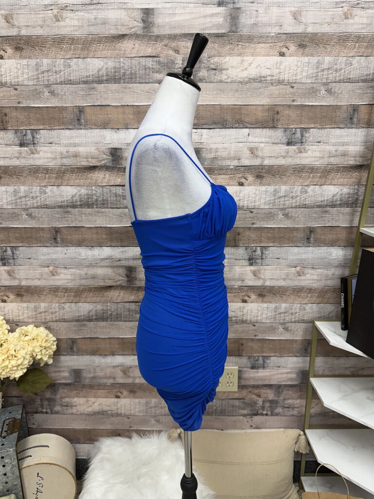 Ruched Blue Midi Dress