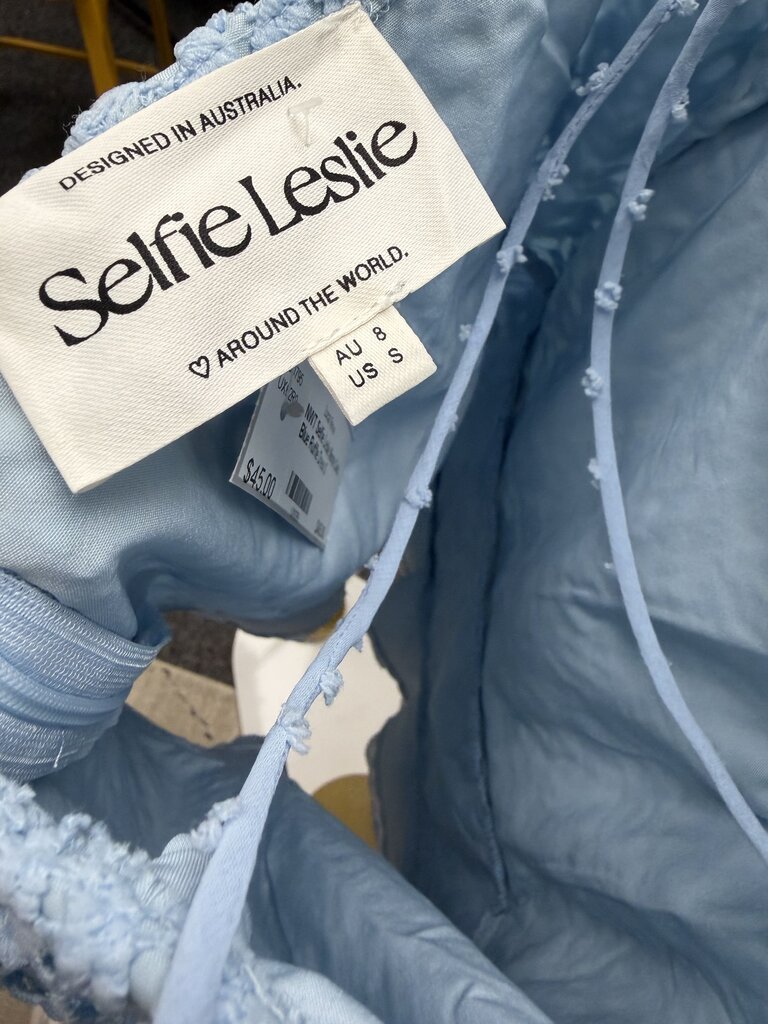 NWT Selfie Leslie Monte Carlo Blue Ruffle Dress