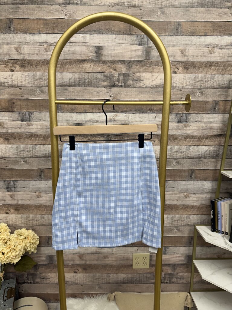 Blue Plaid Check Skirt