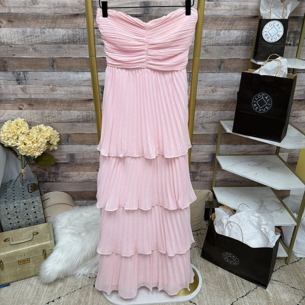 Lulus Pink Strapless Tiered Maxi Dress