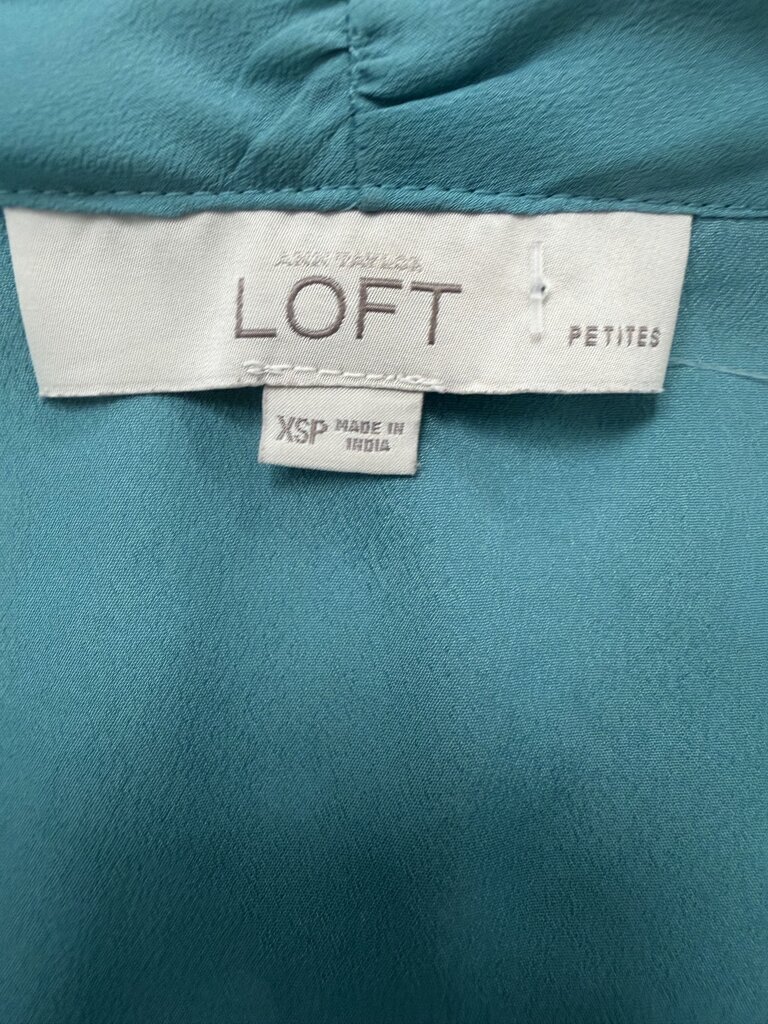 Loft Turquoise Sleeveless Tie-Neck Blouse