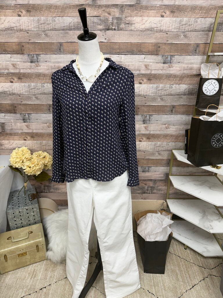 Loft Navy Long Sleeve Button Down