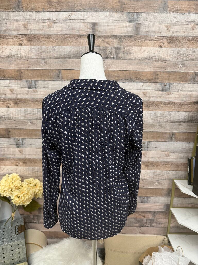 Loft Navy Long Sleeve Button Down