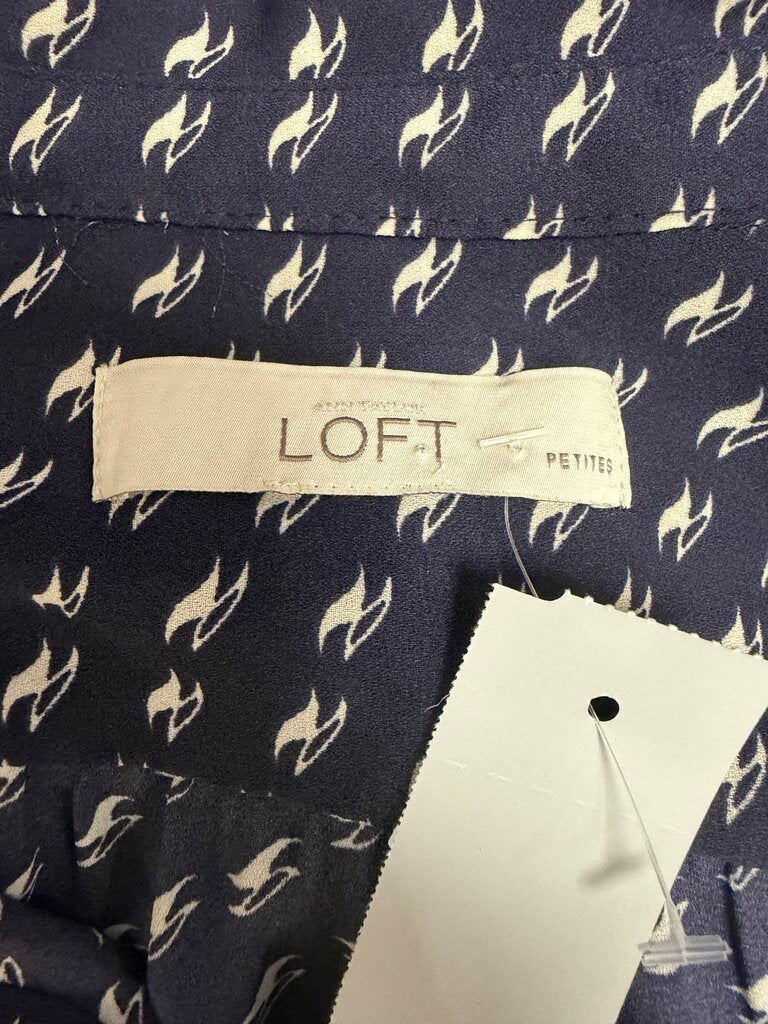 Loft Navy Long Sleeve Button Down