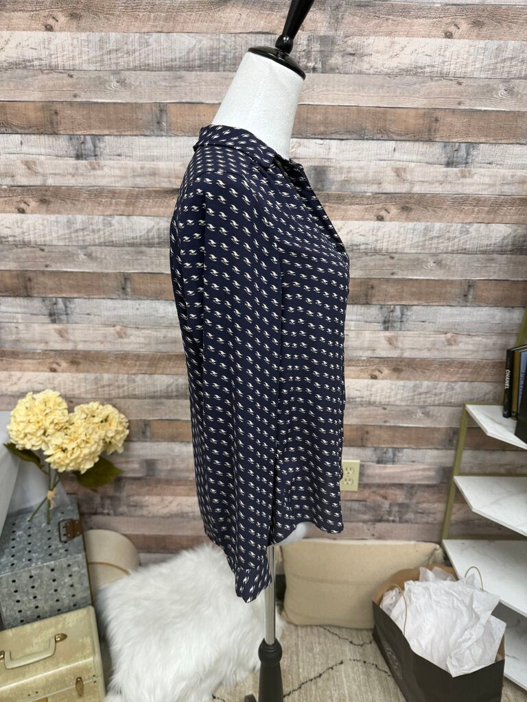 Loft Navy Long Sleeve Button Down
