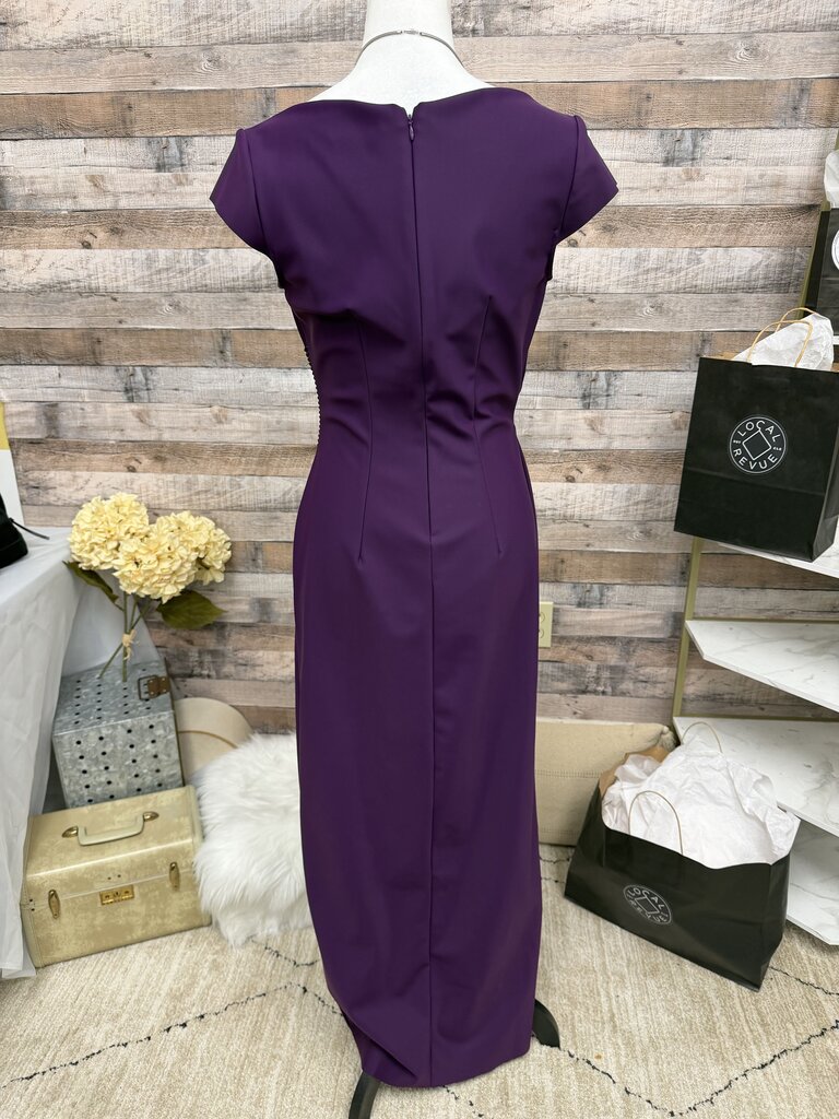 Alex Evening Purple Cocktail Beaded Detail Gown