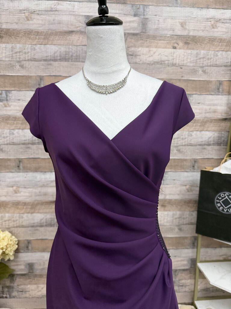 Alex Evening Purple Cocktail Beaded Detail Gown