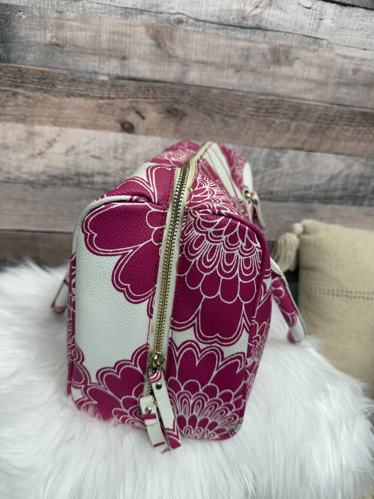 Kate Spade Ivory & Pink Floral Print Leather Duffel