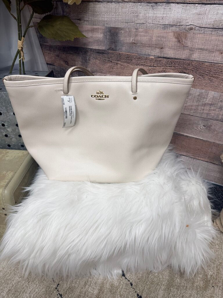 Chalk/White Coach Leather Handbag