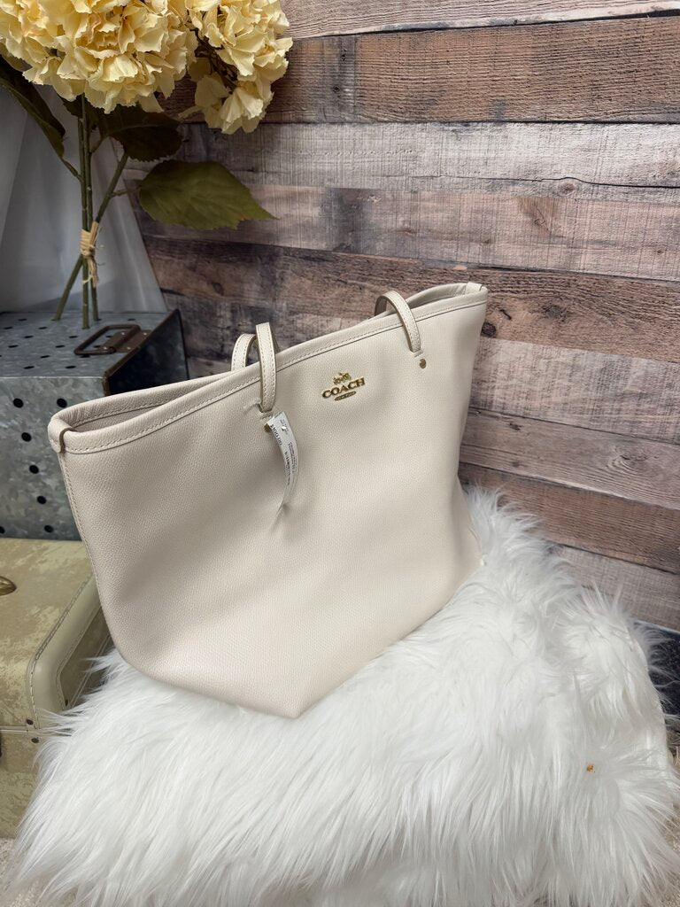 Chalk/White Coach Leather Handbag