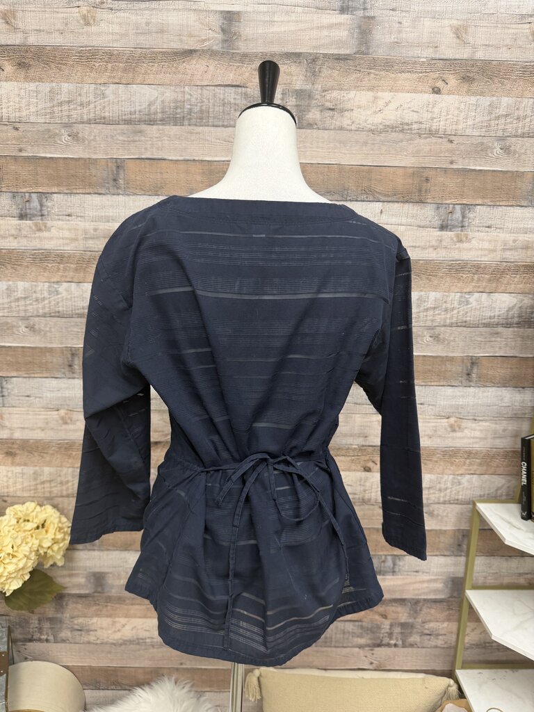 Navy Gap Neck Top