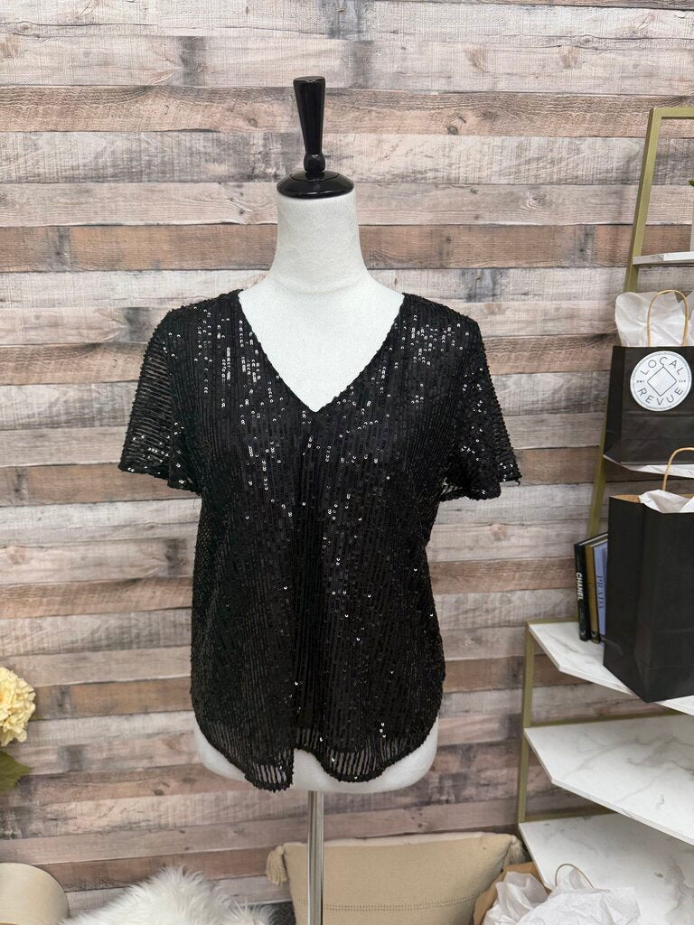 Black Loft Sequin Top