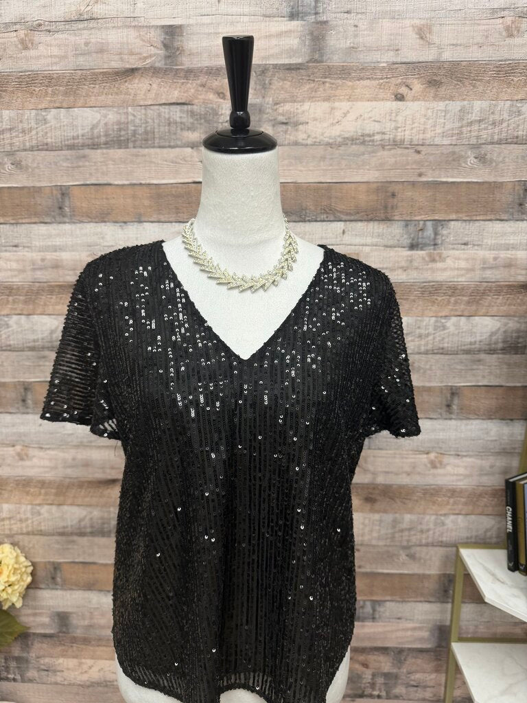 Black Loft Sequin Top