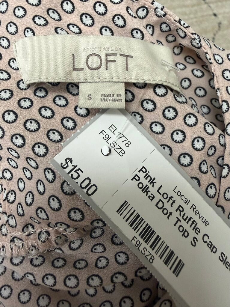 Pink Loft Ruffle Cap Sleeve Polka Dot Top