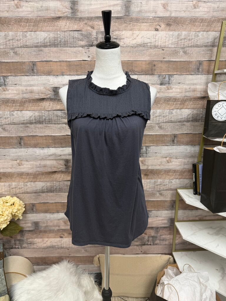 Grey Loft By Ann Taylor Ruffle Neck Detail Sleeveless Blouse