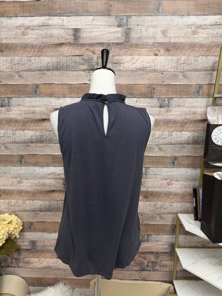 Grey Loft By Ann Taylor Ruffle Neck Detail Sleeveless Blouse