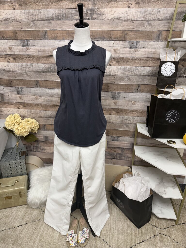 Grey Loft By Ann Taylor Ruffle Neck Detail Sleeveless Blouse