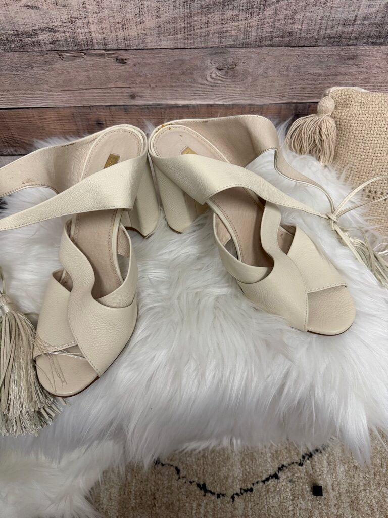 Tan Donald J Pliner Ankle-Tie Block Heel Sandals With Tassel Detail