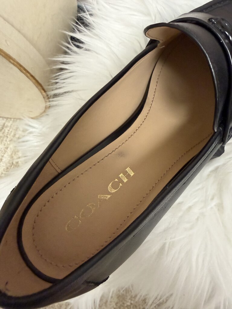 Black Coach Leah Leather Platform Loafers
