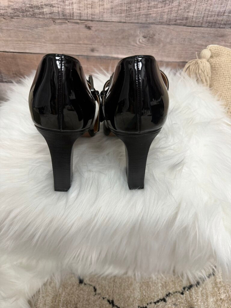 Black Franco Santo Shalina Mary Jane Leather Pumps