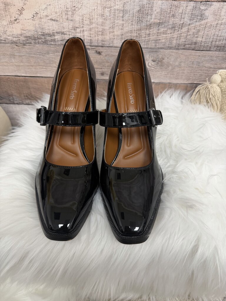 Black Franco Santo Shalina Mary Jane Leather Pumps
