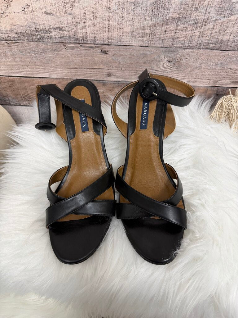 Black Margaux Leather Slingback Sandals