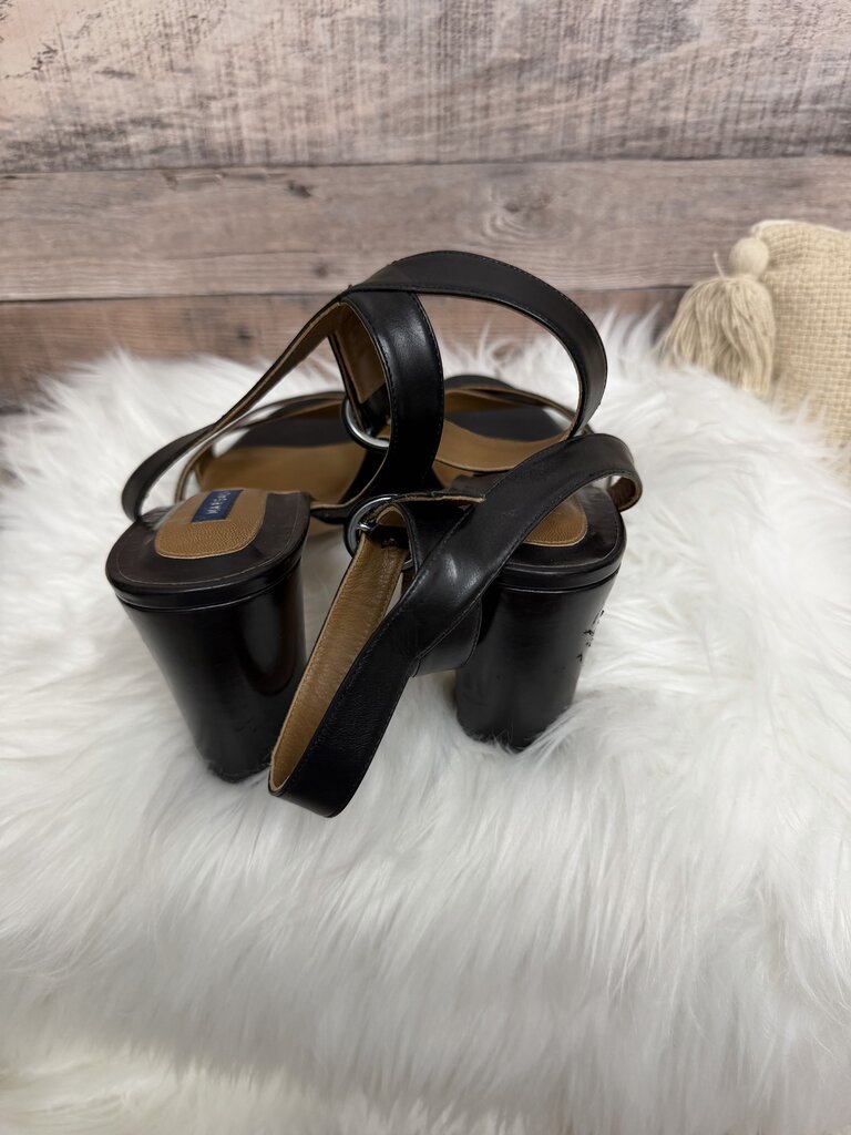 Black Margaux Leather Slingback Sandals