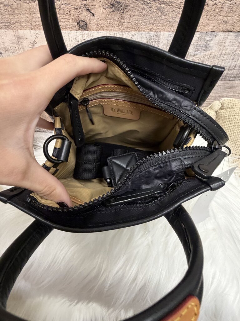 MZ Wallace Black & Tan Checkered Box Tote