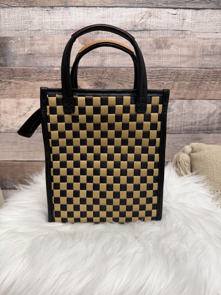 MZ Wallace Black & Tan Checkered Box Tote