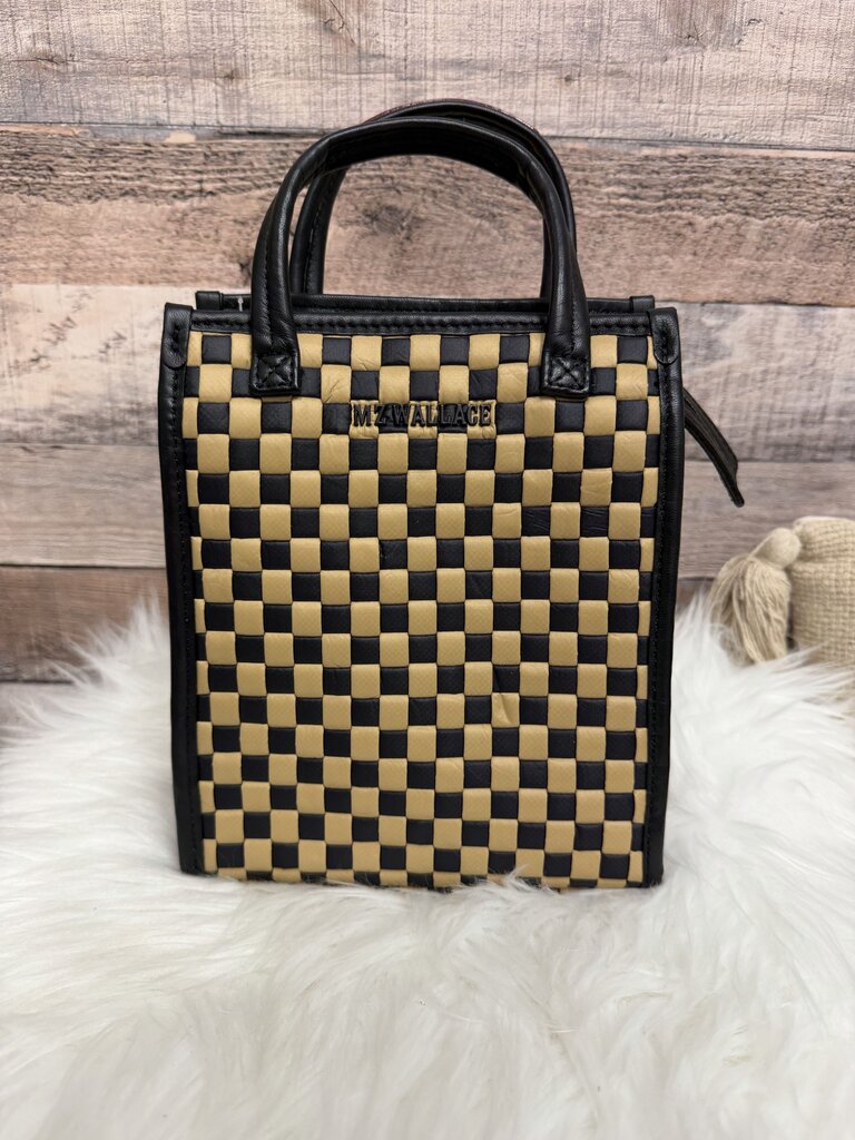 MZ Wallace Black & Tan Checkered Box Tote