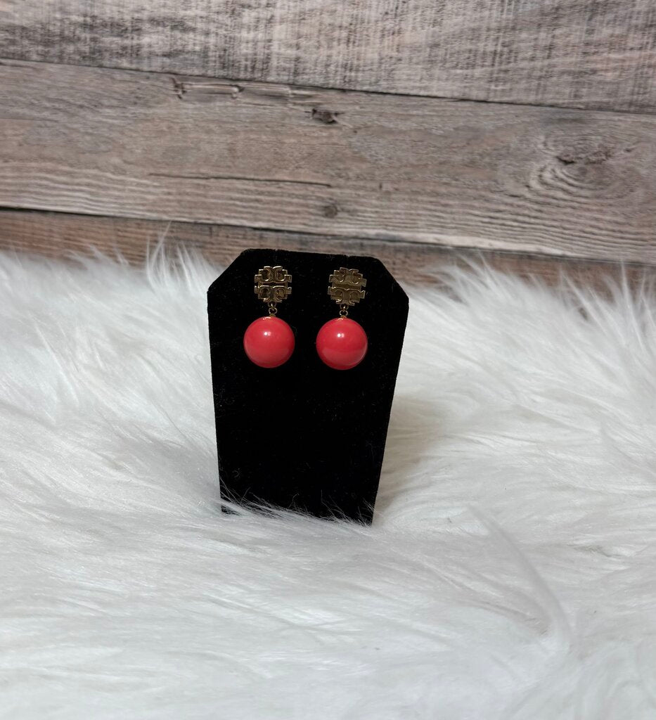 Tory Burch Coral & Gold Earrings