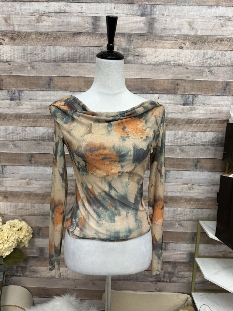 Floral Reformation Cowl Neck Long Sleeve Top